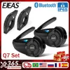 Walkie Talkie ejeas Q7 Motorcycle Helmet Healset Intercom 7ライダーワイヤレスインターホンBluetooth5.1防水性司法装置ハンドルバーリモートHKD230925