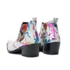 Hoge kwaliteit elegante heren enkellaarsjes met print lederen stalen neus Heren hoge hak jurk feestschoenen Bota Masculina