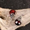 Boucles d'oreilles pendantes en argent thaïlandais antique 925, bijoux pour femmes, goutte d'eau, rouge grenade