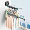 Hangers Wall Mounted Clothes Hanger Rack Triple Collapsible Drying With Suctions Drilling-Free Travel For El