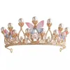 Pinces à cheveux baroques en perles de cristal, couronne de princesse, strass papillon, diadème pour filles, modèle de mariage d'anniversaire, bijoux diadèmes