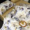 Ensembles de literie Svetanya jaune violet pastorale florale linge de lit en coton égyptien ensemble de literie reine roi taille drap housse ensemble de housse de couette 230923