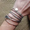 Charm Bracelets NEW Set Bohemian Silver Color Tassel Round Bracelet Set for Women Multilayer Pendant Bracelet 2020 Fashion Jewelry Q230925