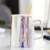 Tasses Tasse à café en céramique nordique avec couvercle et cuillère ménage créatif grande capacité tasse à lait porcelaine Simple bureau tasse à thé Drinkware