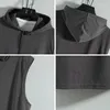 Mens Tank Tops 2023 Fashion Zipper Cardigan Sweater Mens Sleeveless Hooded Vest Jacket Plus Size S-4XL Streetwear Hoodies