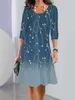 Summer Dress Women Floral Tie Dye Print Loose Robe Half Sleeve O Neck Sun Beach Vestidos