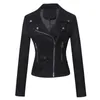 QNPQYX nouvelles vestes en cuir Faux daim femmes court Moto manteau à glissière mode Biker veste automne hiver vêtements d'extérieur Jaqueta De Couro