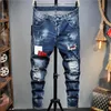 Mens Jeans Man Pants Designer Black Skinny Stickers Light Wash Ripped Motorcykel Rock Revival Joggers True Religions Men