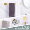 Bath Accessory Set Brushed Gold Bathroom Hardware 4-Piece Angle Simple SUS304 Stainless Steel Kit