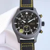 メンズウォッチRWパイロットV2バージョン44mm TWファクトリー7750自動機械運動毎週カレンダータイムランニングセラミックケースARアンチフィンガープリントサファイアミラー