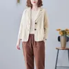 Frauen Baumwolle und Leinen Kurze Anzug Jacke Retro Kurze Top Koreanische Mode Lose Freizeit Langarm Jacke Plus Größe Frühling herbst