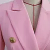 Vestes Femmes SS2023 Modèle de printemps de costume féminin de haute qualité Femmes Bouton en métal Tête Petit double boutonnage Vêtements rose clair