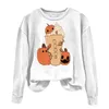 Kvinnors T -skjortor Fall Pumpkin Print Tops Loose Sweatshirt Kaffe Thanksgiving Halloween Clothing Cartoon Graphic Kvinnliga tröjor