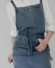 Grembiule in denim di cotone con tasche per donna, chef, cucina, giardinaggio, pittura