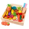 Kitchens Play Food 15 styles Wooden simulation egg kitchen series cut fruits and vegetables dessert children's educational play house toys 230925