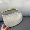 Handväska BVS Designer Sardines knutna hand sömnad spegelkvalitet y halvhaj stor metallhandtag handväska kohud hundra par handväska egwd