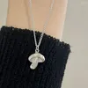 Chains 925 Sterling Silver Yellow Diamond Mushroom Necklace For Women Girl Cute Fashion Design Jewelry Birthday Gift Drop