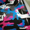 2019 Involucro in vinile mimetico colorato blu rosa nero per involucro per auto per veicoli Grafica Camo adesivi per rivestimento con bolla d'aria 1 52x190T