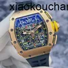 Montre de luxe RMiles automatique SuperClone KV Factory RM11-03RG Cadran Or 18 carats Fonction de synchronisation 20 Complet Saphir en fibre de carbone Expédié par Fedex4U4D