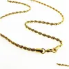 Chains 18K Gold Plated Rope Chain Stainless Steel Necklace For Women Men Golden Fashion Design Twisted Hip Hop Jewelry Gift 2 3 4 5 6 Dhdn0