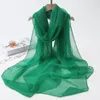 Foulards coréen solide transparent mousseline de soie voyage vacances serviette de plage crème solaire châle femme été climatisation foulard en soie m10