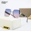 Óculos de sol moda sem aro mulheres para homens vintage designer óculos de sol quadro quadrado feminino tons uv400 óculos