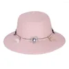 Chapeaux larges chapeaux femmes chapeau de paille fleur décor sangle ronde solide crème solaire respirant coréen voyage en plein air dame pêcheur chapeaux