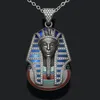 Pendentif Colliers Punk Argent Or Couleur Egypte Ancienne Roi Tut Pharaon Collier Zircone Chaîne Cubaine En Acier Inoxydable H233l