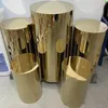 Bakeware Tools 5pcs Stainless Steel Shining Gold Column Base Display Cylindrical Metal Arch Cake Stand Table