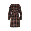 2018 français Plaid imprimé à manches longues col rond femmes plissée Mini robe femmes robe O26 MA automne/hiver