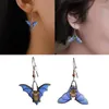 Kolczyki Dangle Blue Wing Flying Asymetryczne nietoperz Hip Hop Biżuteria Party Sukienka F19D