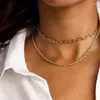 سلاسل قلادات الحبل الورقية الكوبية الكوبية للنساء البسيطات البسيطة 14K مطلية سلسلة مجوهرات مجوهرات قلادة الفتيات