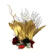Праздничные принадлежности, косплей, золотое перо, корона в стиле барокко, креативная ветка розы, винтажный головной убор, костюмы, аксессуары, показ на подиуме