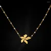 Collane con ciondolo Acciaio inossidabile 316l Elegante struttura semplice Smalto floreale Collana di perline bianche Regalo da donna Gioielli impermeabili