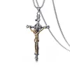 Herren-Halskette mit Retro-Jesus-Kreuz-Anhänger, Edelstahl, vergoldet, Modeschmuck, Geschenk, lichtecht, nicht empfindlich261F