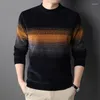 Мужские свитера 2023, весенняя повседневная свободная винтажная полосатая мужская универсальная пуловер с длинными рукавами, мужская теплая модная мужская одежда