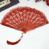 Ventilador de penas de renda dobrável, portátil, estilo vintage chinês, leques dobráveis para festa de casamento, decoração de dança