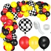 Inne imprezy imprezowe 127PCS Racing Car Balloons Garland Arch Zestaw urodzinowy Dekoracja urodzinowa Red Black Yellow Latex