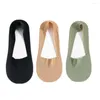 Women Socks 3 par Silikon Anti-Slip Invisible Ice Silk Summer Ultra-Thin Breattable Sock Slipers Low Cut Boat