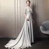 Pearls Tassels Cape Mother of the Bride Dresses Mermaid High Neck Satin Formella promklänningar Kvällsklänning Back Split Wears Sweep Train Wedding Gästklänning 403