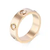 4 mm 5 mm 6 mm tytanowy stal Srebrny pierścień miłosny z sześcioma diamentowymi mężczyznami i kobietami Rose Gold Pierścień dla miłośników