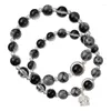 Strand cristal natural retro minimalista uma combinação perfeita obsidiana casal pulseira design legal sentido nicho sofisticação amantes