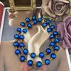 Catene Collana lunga in vetro blu genio vintage europeo e americano