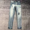 Mens Purple Jeans Designer مكدسة سروال طويل Ksubi ممزق الشارع العلامة التجارية High Street Patch Hole Denim Straight Streetwear Silm K5ip