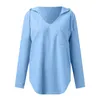 Women's Hoodies V Neck 2023 Solid Songe Sweatshirt DrawShirt Trawn Puls Pullover Tops med Pocket Female Clothing