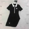 Grundläggande avslappnade klänningar Designer Womens Polo Dresses Ny Sports Dress Triangle kjolar Kort ärm broderi kjol sommarbokstäver midja kapell c xyz2023 2s3t