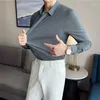 Heren overhemden 2023 stretch overhemd met lange mouwen voor heren vrije tijd zakelijk strijkvrij ijs zijde mode koreaans slim fit groen s-4xl
