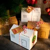 ギフトラップ24 PC/セットハウスクラフトペーパーキャンディボックスクリスマスアドベントパーティービスケットDIYパッケージ