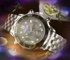 Mens multi funcitonal quartz watches stopwatch Lumious Big Dial Clock Stainless Steel Nylon Strap Clock Quartz Waterproof Original Clasp Analog Casual Watch Gifts