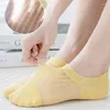 Kvinnors strumpor 5Pair Invisible Boat Breattable Casual Högkvalitativ silikon Non-Slip Ladies Thin Sock Fashion Ankle Slipper